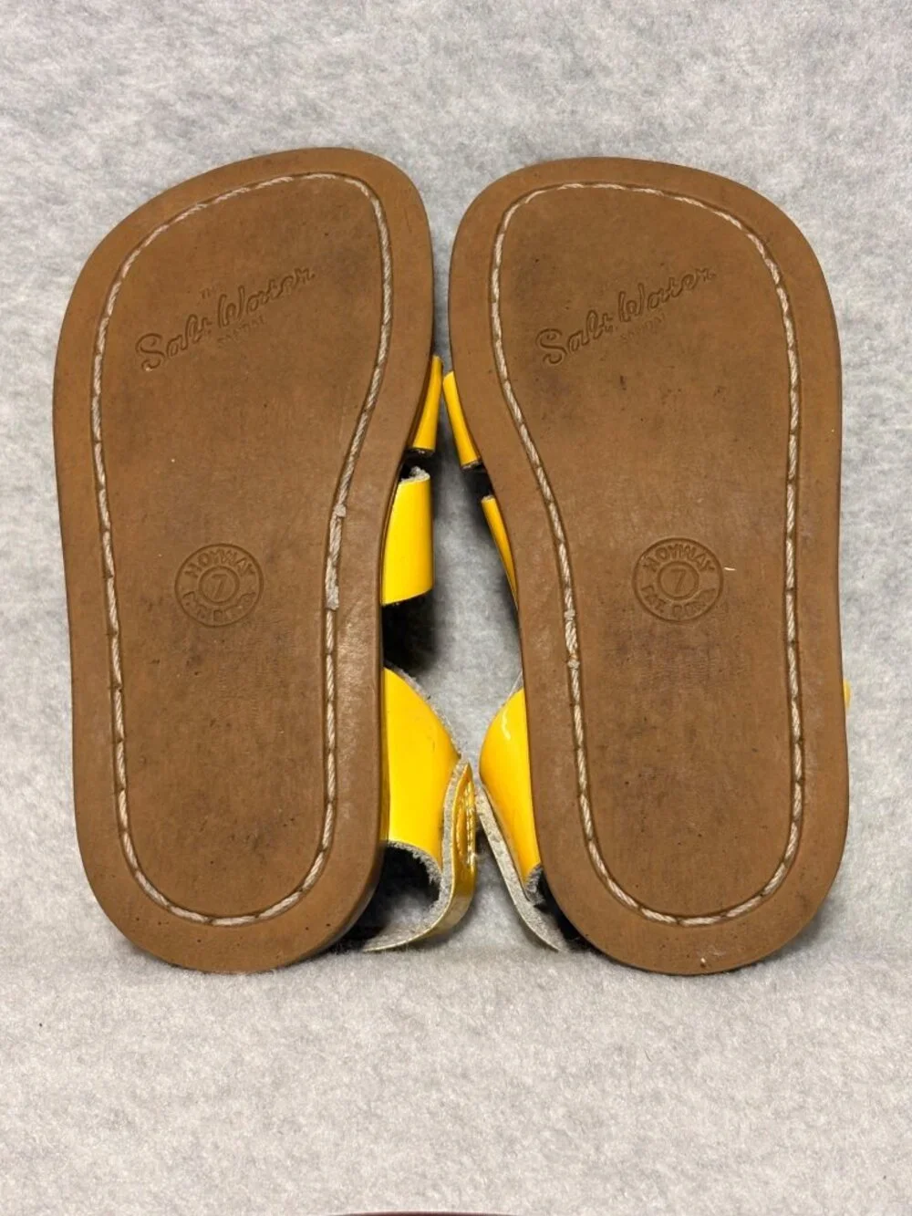 Salt Water Sandals Toddler 7 Yellow Leather Adjustable Buckle Straps Rubber Sole